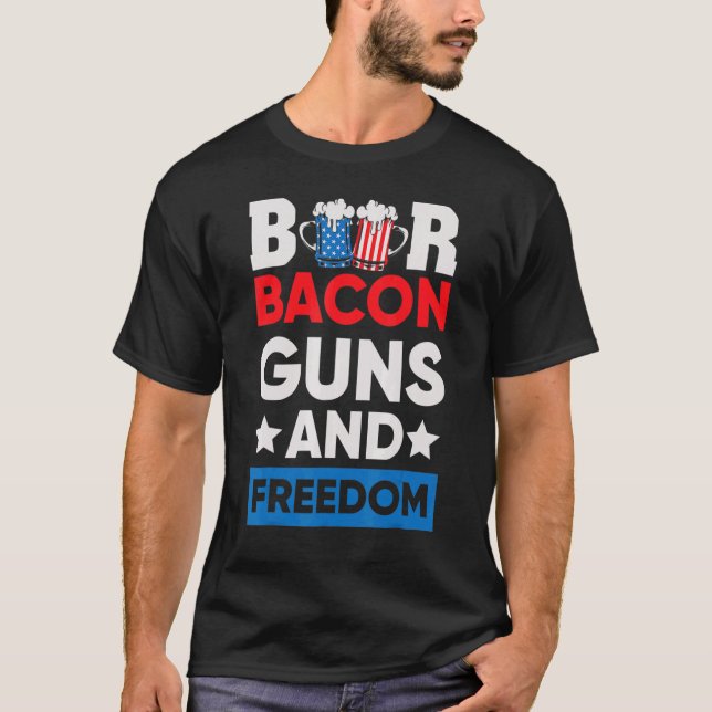 T-shirt Bacon de bière et liberté 4 juillet (Devant)