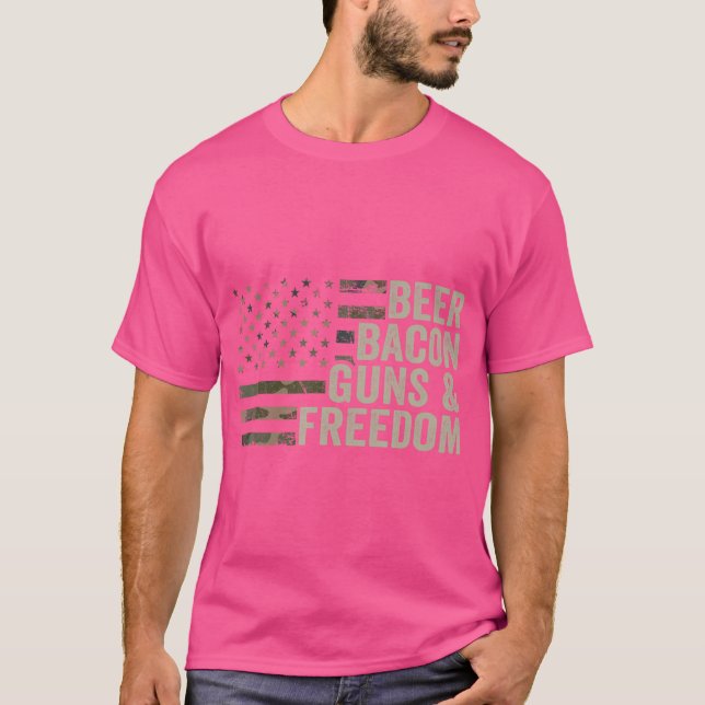 T-shirt Bacon de bière liberté - Funny Barbecue d'arme à b (Devant)