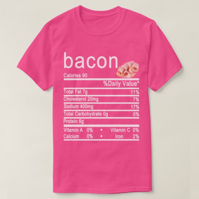 T-shirt bacon étiquette de la valeur nutritive (Design devant)