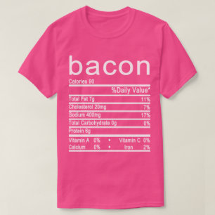 T-shirt bacon étiquette de la valeur nutritive