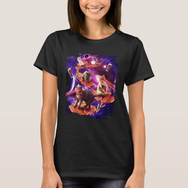 T-shirt Bacon Galaxy Laser Chat Space Bacon Chats (Devant)