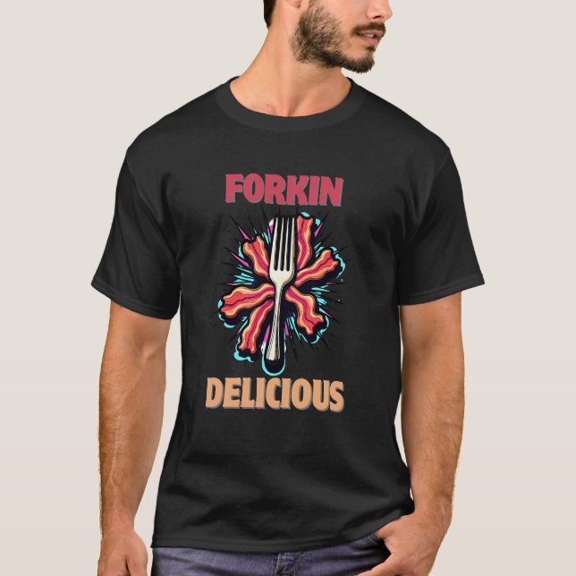 T-shirt Bacon Lover’s Fork Tee Sizzle en style (Devant)