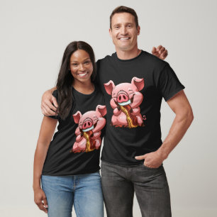 T-shirt Bacon mangeur de cochon de dessin