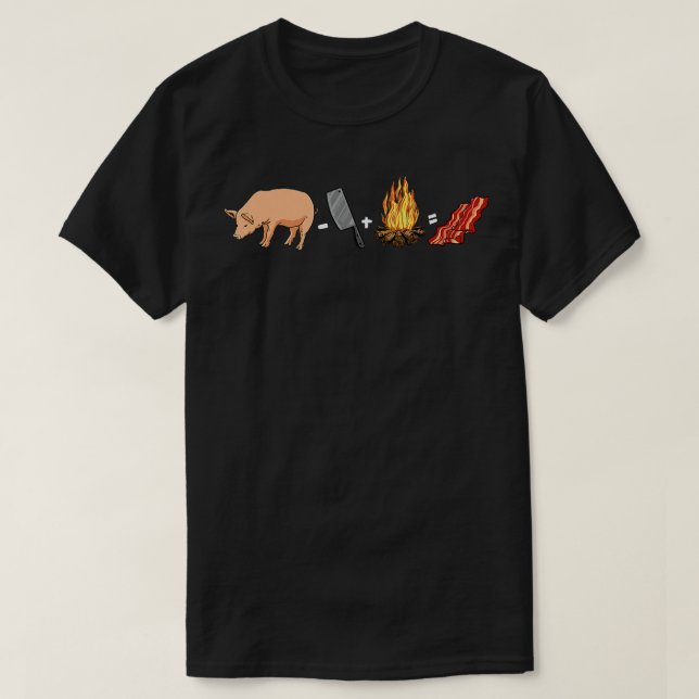 T-shirt Bacon Meat Pork - Pig Knife Campfire Breakfast Bac (Design devant)