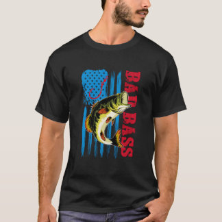 T-shirt Bad Bass Flag Fishing