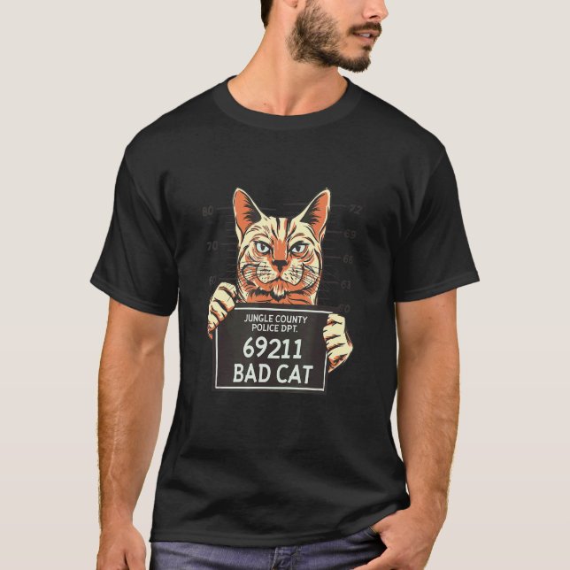 T-shirt Bad Cat Mug Shot  Cat Owner Graphic (Devant)