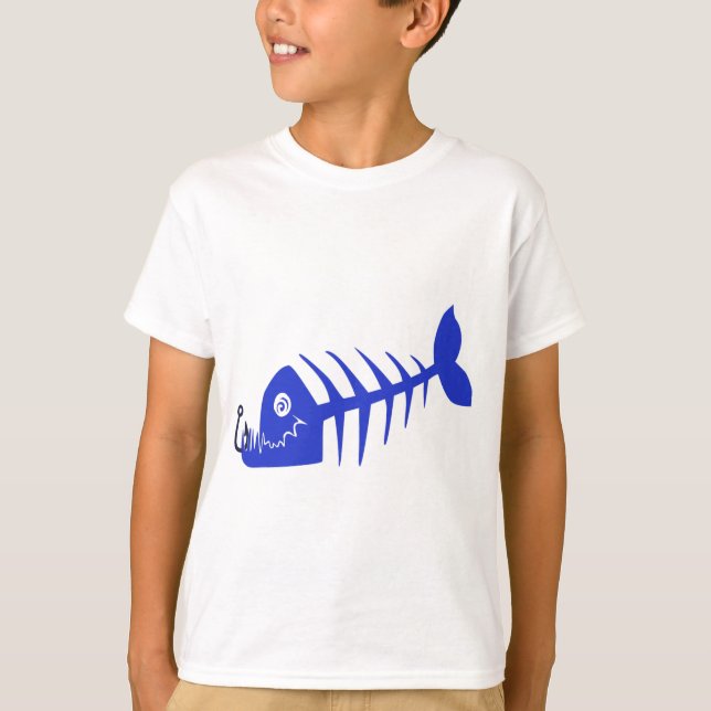 T-shirt Bad Fish Skull Blue (Devant)