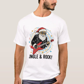 T-shirt Bad Santa Rock and Roll Christmas Holiday Shirt