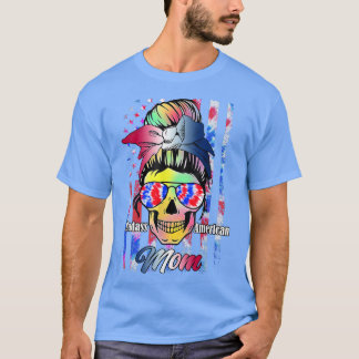 T-shirt Badass American Mom Skeleton Tie Dye 4 juillet M
