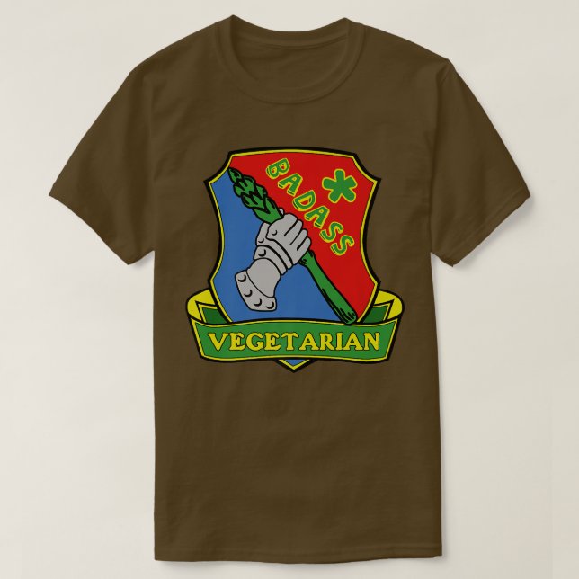 T-shirt Badass végétarien (bouclier) amusant amateur de lé (Design devant)