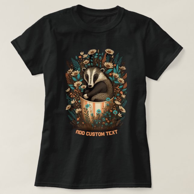 T-shirt Bade mignonne assis dans une tasse, Amateurs de Ba (Design devant)