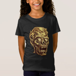 T-Shirt Badge Brodée Zombie Doré