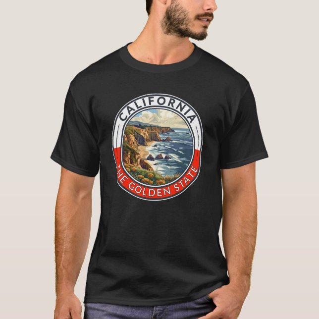 T-shirt Badge California Travel Art (Devant)