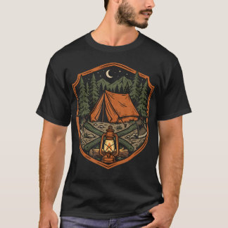 T-shirt Badge de camping vintage pour tente d'aventure en 