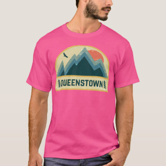 T-shirt Badge de la montagne Retro Queenstown