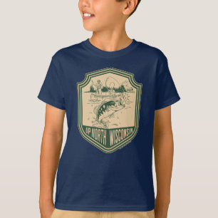 T-shirt Badge de pêche dans le nord du Wisconsin