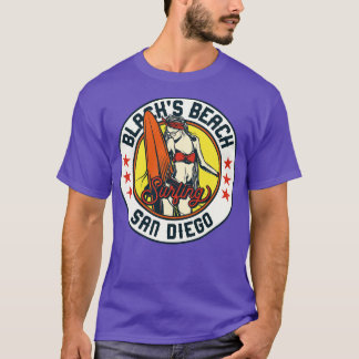 T-shirt Badge de surf vintage pour la plage Noirs San Dieg