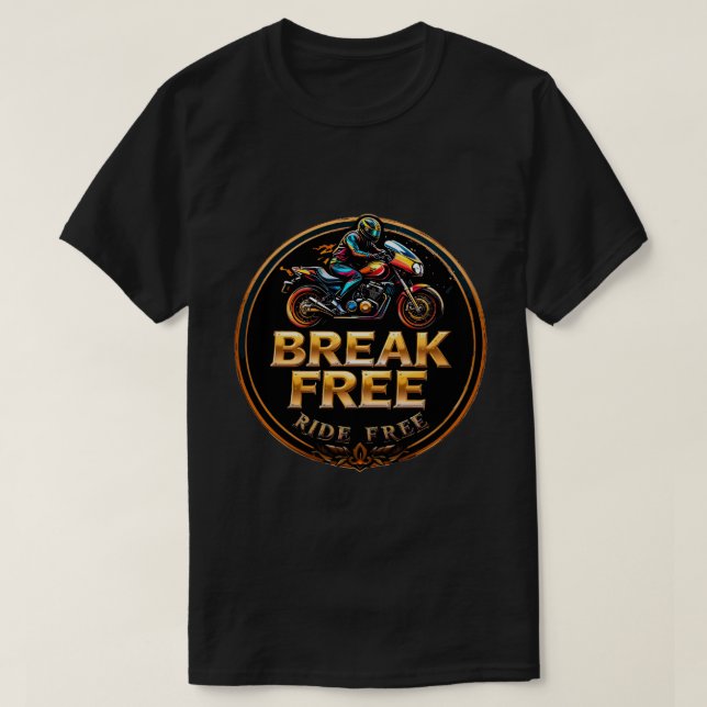 T-shirt Badge d'or avec pause Logo de moto gratuit (Design devant)