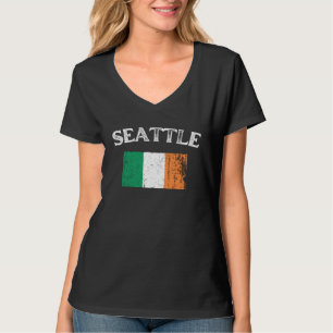 T-shirt Badge du drapeau irlandais américain SEATTLE WASHI