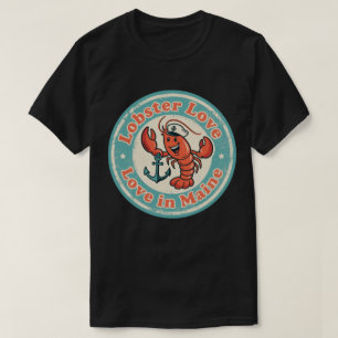 T-shirt Badge Rétro du Maine_ Homard Tenant une Ancre