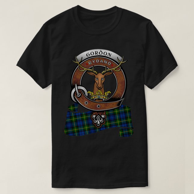 T-shirt Badge Tartan Ecosse Clan amp Gordon (Design devant)