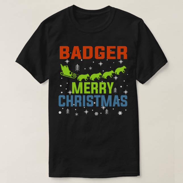 T-shirt Badger Joyeux Cadeaux de Noël Doux laid (Design devant)