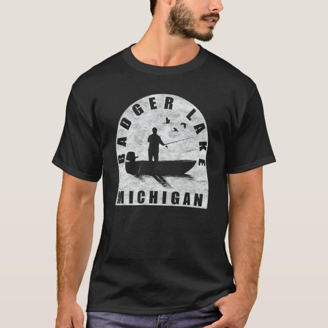 T-shirt Badger Lake Fishing Michigan (Devant)