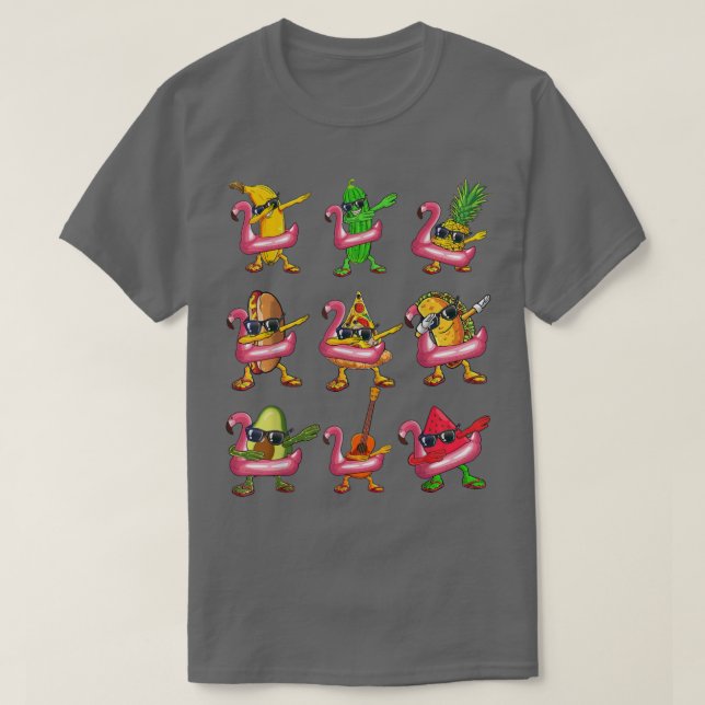T-shirt Badigeonneuse Flamant rose bananier Flotte été Fru (Design devant)