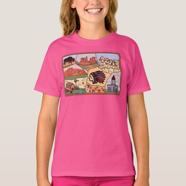 T-shirt Badlands Mt Rushmore Black Hills South Dakota Cart (Devant)