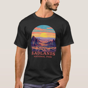 T-shirt Badlands National Park Vintage Sunset Desert Art