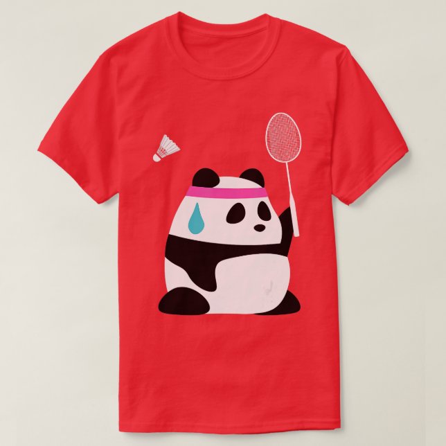 T-shirt Badminton épuisé Panda Funny Sweet Badminton A (Design devant)