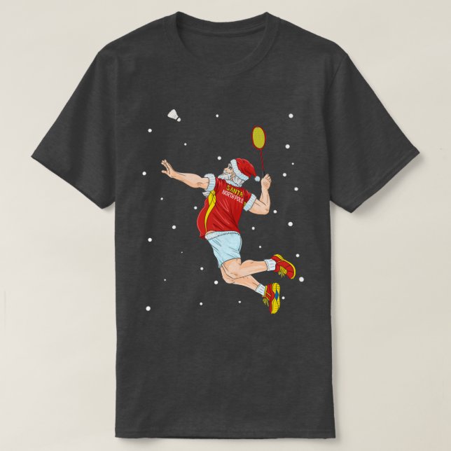 T-shirt Badminton Santa Claus (Design devant)