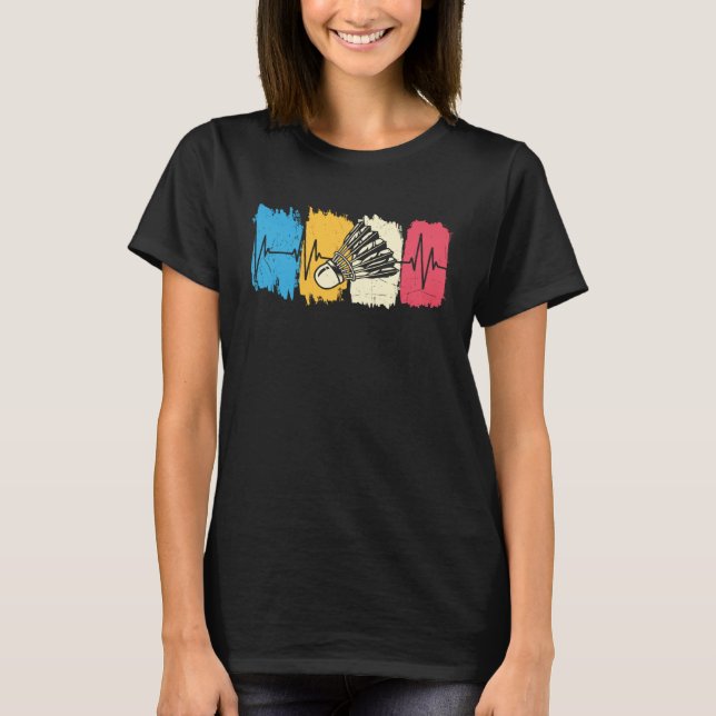 T-shirt Badminton Shuttlecock Heartbeat (Devant)