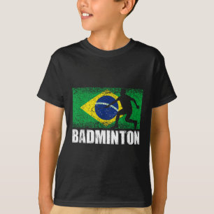 T-shirt Badminton Sport, Retro Brésil Drapeau, Brésil