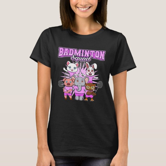 T-shirt Badminton Squad Cute Animals Shuttlecock (Devant)
