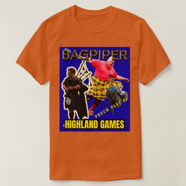 T-shirt Bagpipers Fiers de participer aux Jeux des Highlan (Design devant)
