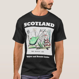T-shirt Bagpipes écossais et Bonnie Lassies Noir