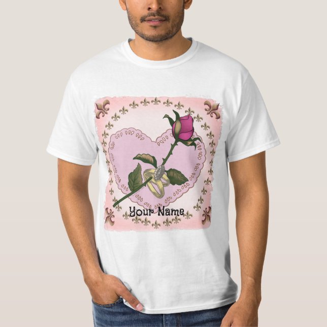 T-shirt Bagues de cœur Rose  (Devant)