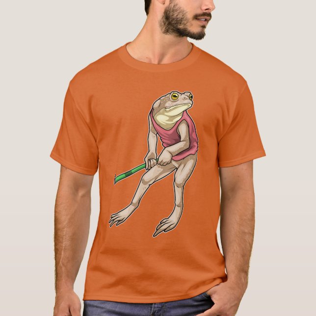 T-shirt Baguette de hockey de terrain de grenouille (Devant)
