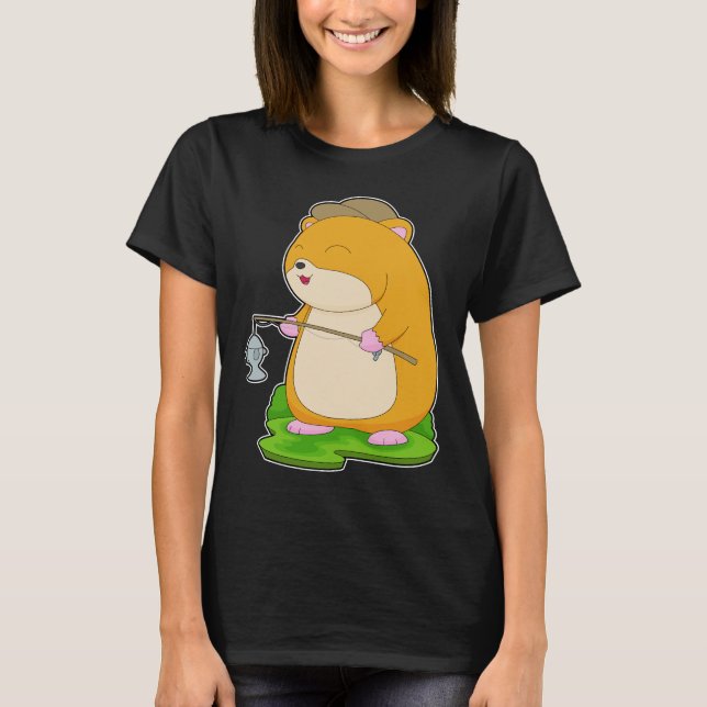 T-shirt Baguette de pêche Hamster Fisher (Devant)