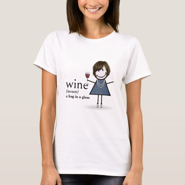 T-shirt Baguette Figure Girl Avec Vin Rouge (Devant)