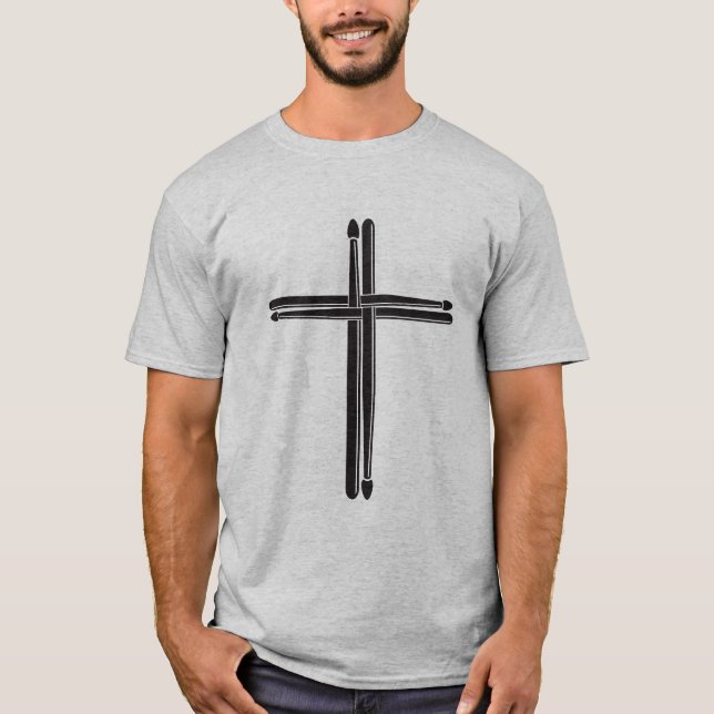 T-shirt Baguettes de croix-chrétienne noire (Devant)