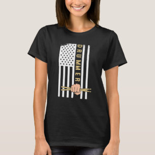 T-shirt Baguettes de tambour drapeau américain Cool Drumm