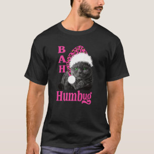 T-shirt Bah Humbug Chat Empreinte de léopard Père Noël H