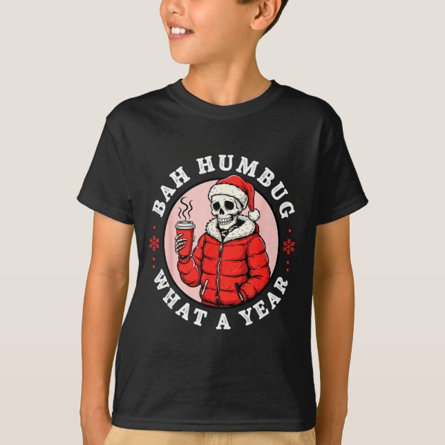 T-shirt Bah Humbug Skull Hat Santa's Candy Christmas Pajam (Devant)