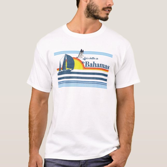 T-shirt Bahamas Beach Retro Les années 70 80S 90S Voilier  (Devant)