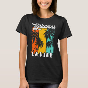 T-shirt Bahamas Palm Trees Beach Caribe Rétro Vacances