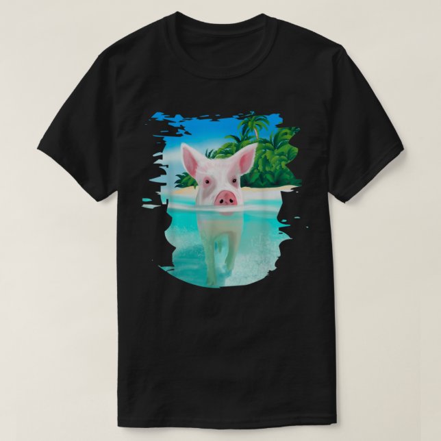 T-shirt Bahamas Pigs de natation Pig nage plage vacances (Design devant)