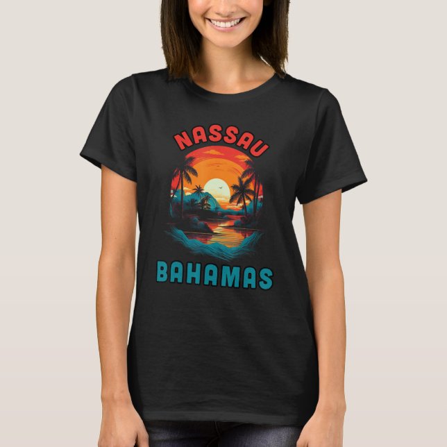 T-shirt Bahamas Tropical Sunset beach Souvenir Vacation (Devant)