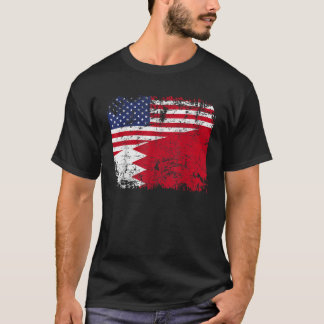 T-shirt BAHRAINI RACINE Drapeau semi-américain USA DRAPEAU